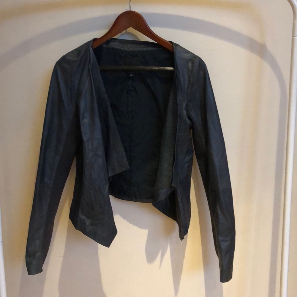 Trouve Navy Blue Waterfall Leather Jacket